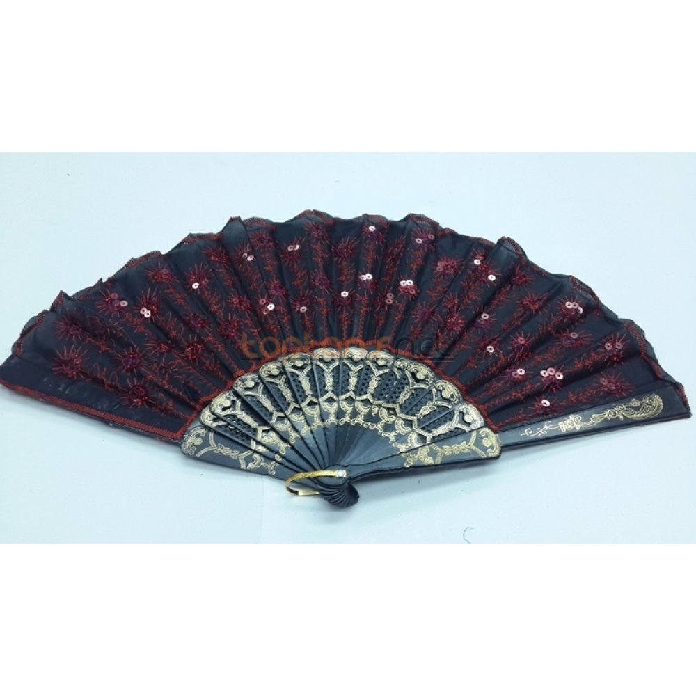 Toptan Pullu İşlemeli Yelpaze