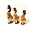Toptan Renkli Ahşap 3 lü Ördek Biblo Seti