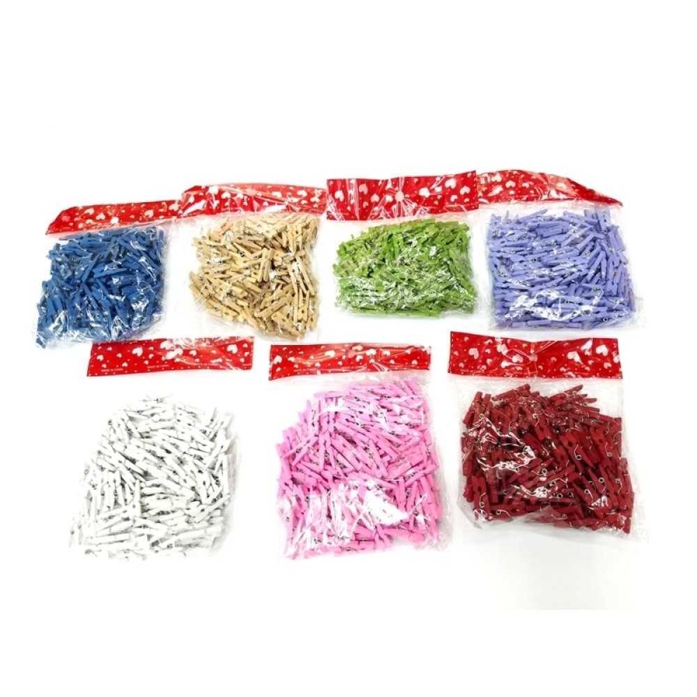 Toptan Renkli Minik Ahşap Mandallar 100adet