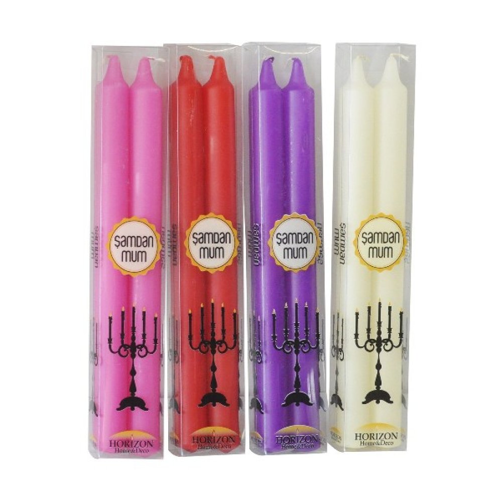 Toptan Renkli Silindir Şamdan Mum 2 Adet