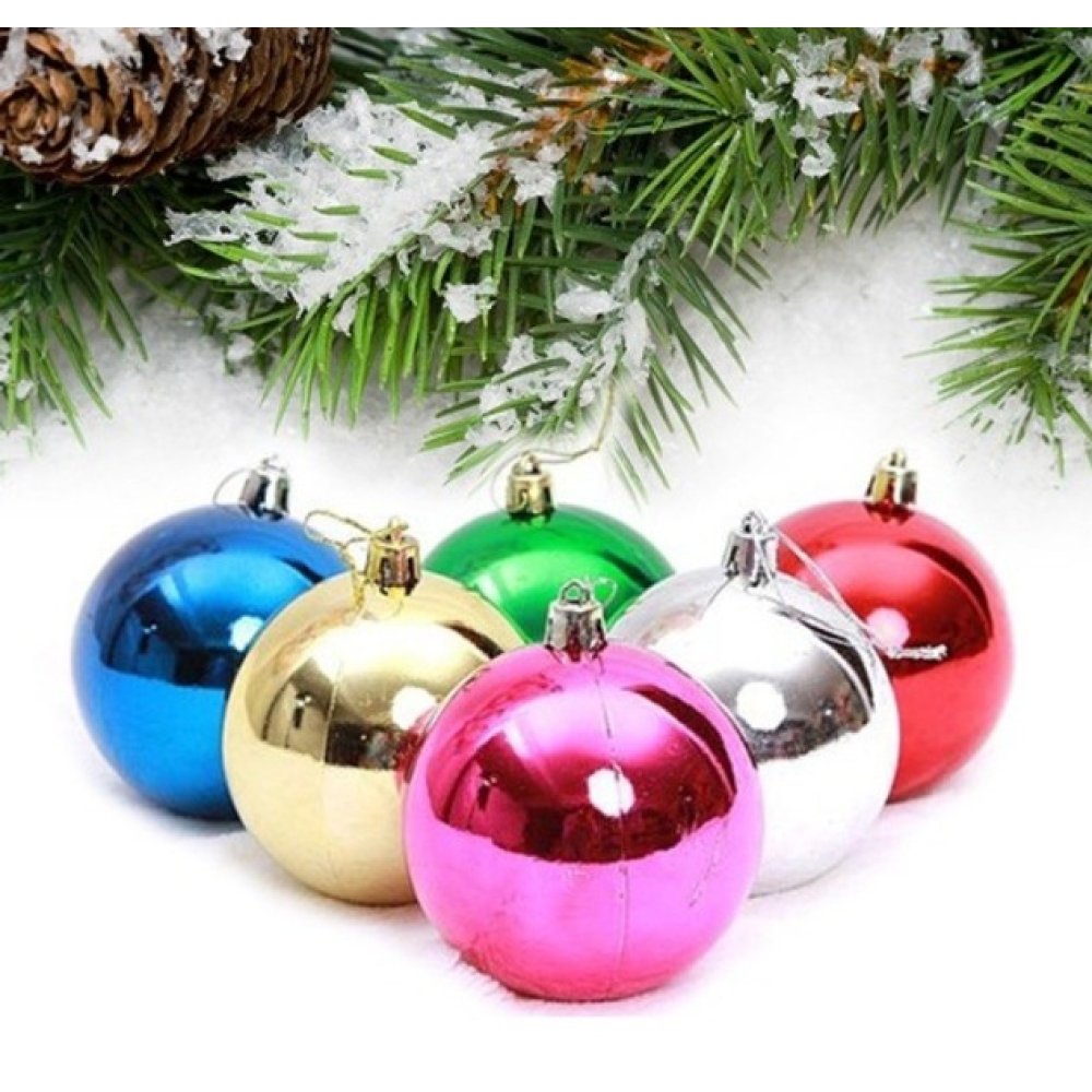Toptan Renkli Top Yılbaşı Ağacı Süsü 6 lı 4 cm