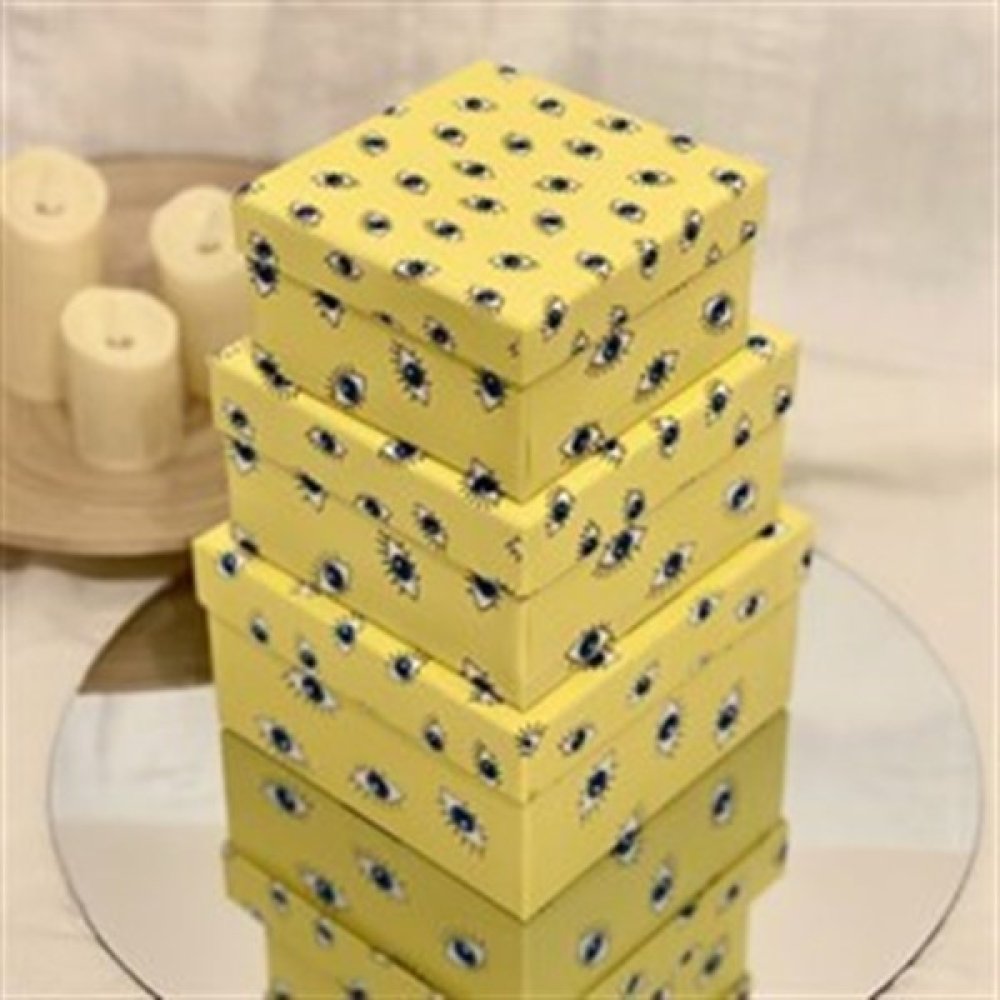 Toptan Sarı Göz Tasarım Kutu 3'lü Set