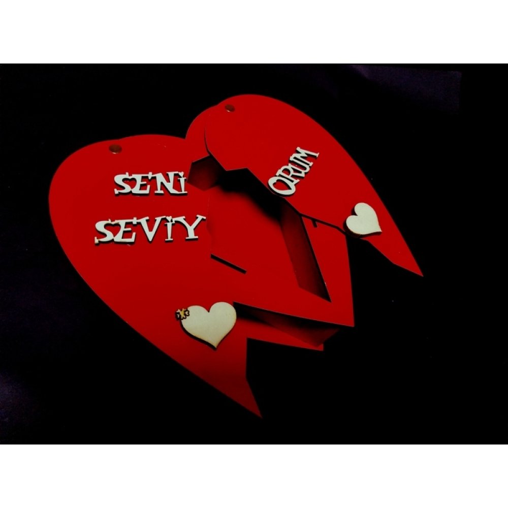 Toptan Sevgililer Günü Hediyesi Ahşap Kalp Kutu Büyük Boy