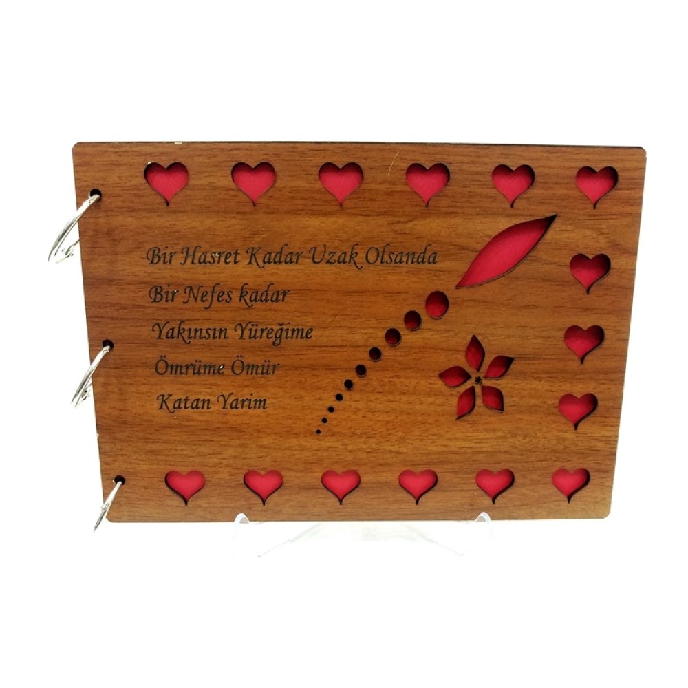 Toptan Sevgiliye Özel Hediye Ahşap Kapaklı Albüm L