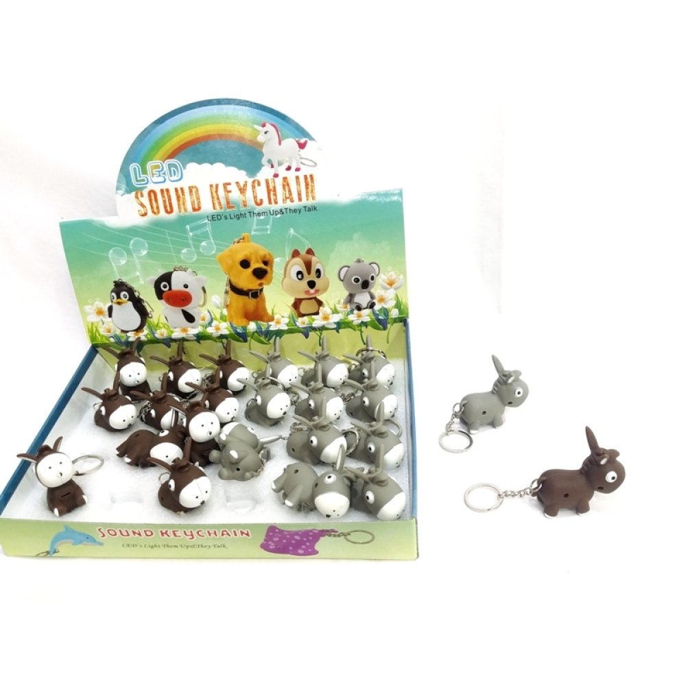 Toptan Sevimli Eşek Işıklı Sesli Anahtarlık