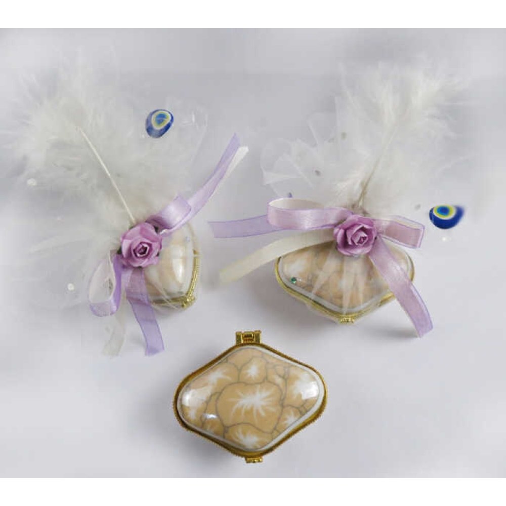 Toptan Süslenmiş Nikah Şekeri Seramik Kutu 30 Adet