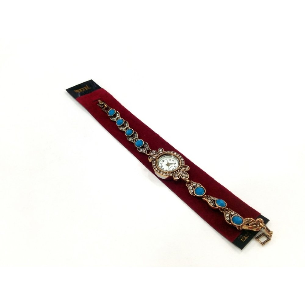 Toptan Taşlı Otantik Bronz Bayan Kol Saati