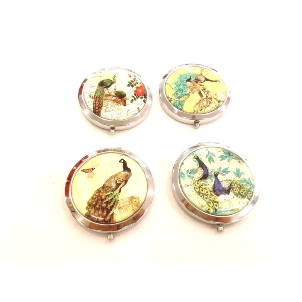 Toptan Tavus Kuşu Figürlü Çelik El Aynası