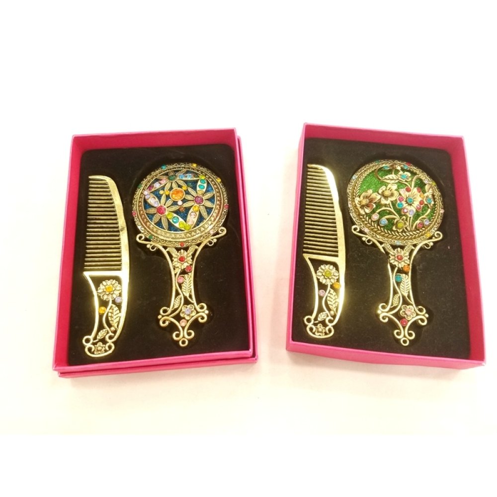 Toptan Ucuz Anneler Günü Hediyesi Taşlı Ayna Tarak Seti