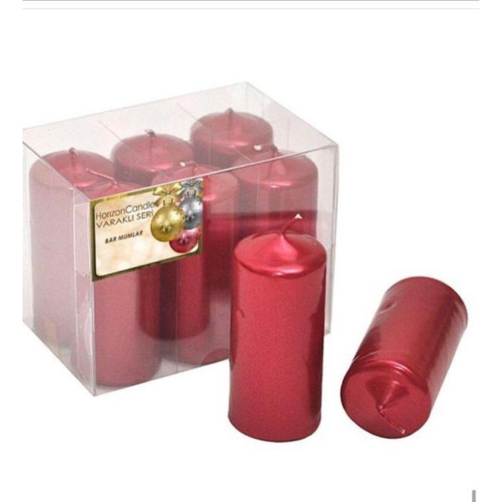 Toptan Varaklı Bar Mum 6 Adet