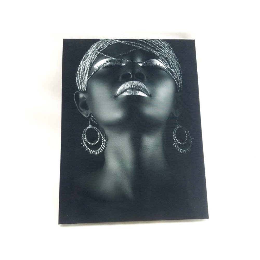 Toptan Zenci Kadın Kanvas Tablo Işıklı 30x40 cm