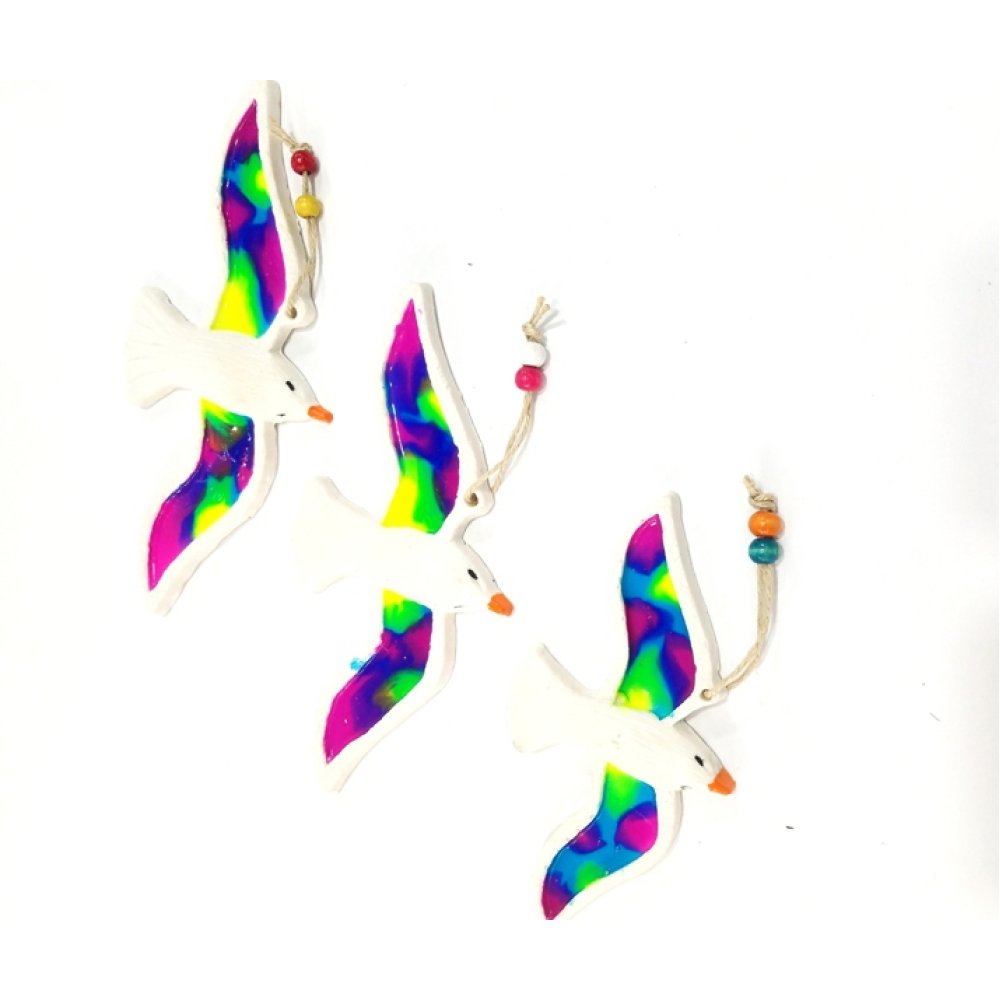 Üçlü Kuş Duvar Süsü Dekoratif Üçlü Martı