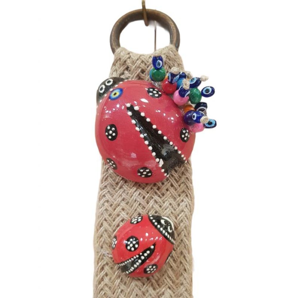 Uğur Böceği Tasarım Asılabilir Hasır Süs Sarkaç