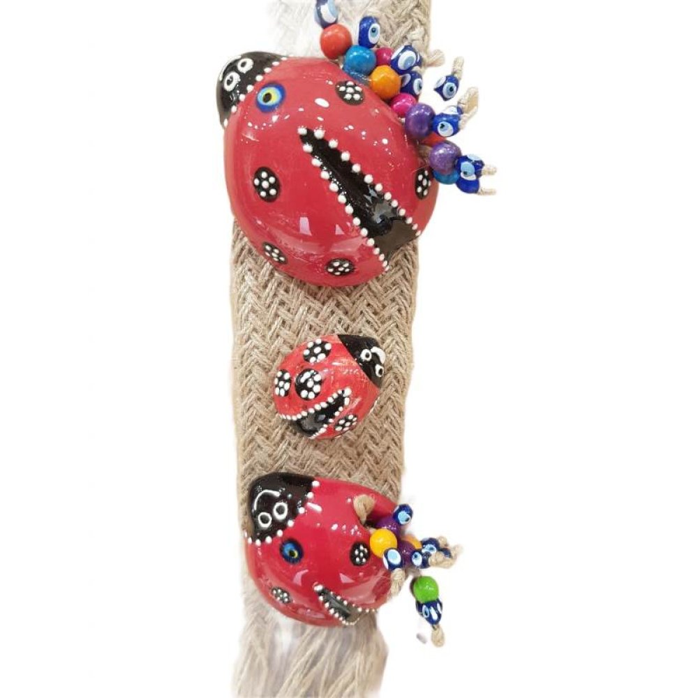 Uğur Böceği Tasarım Asılabilir Hasır Süs Sarkaç