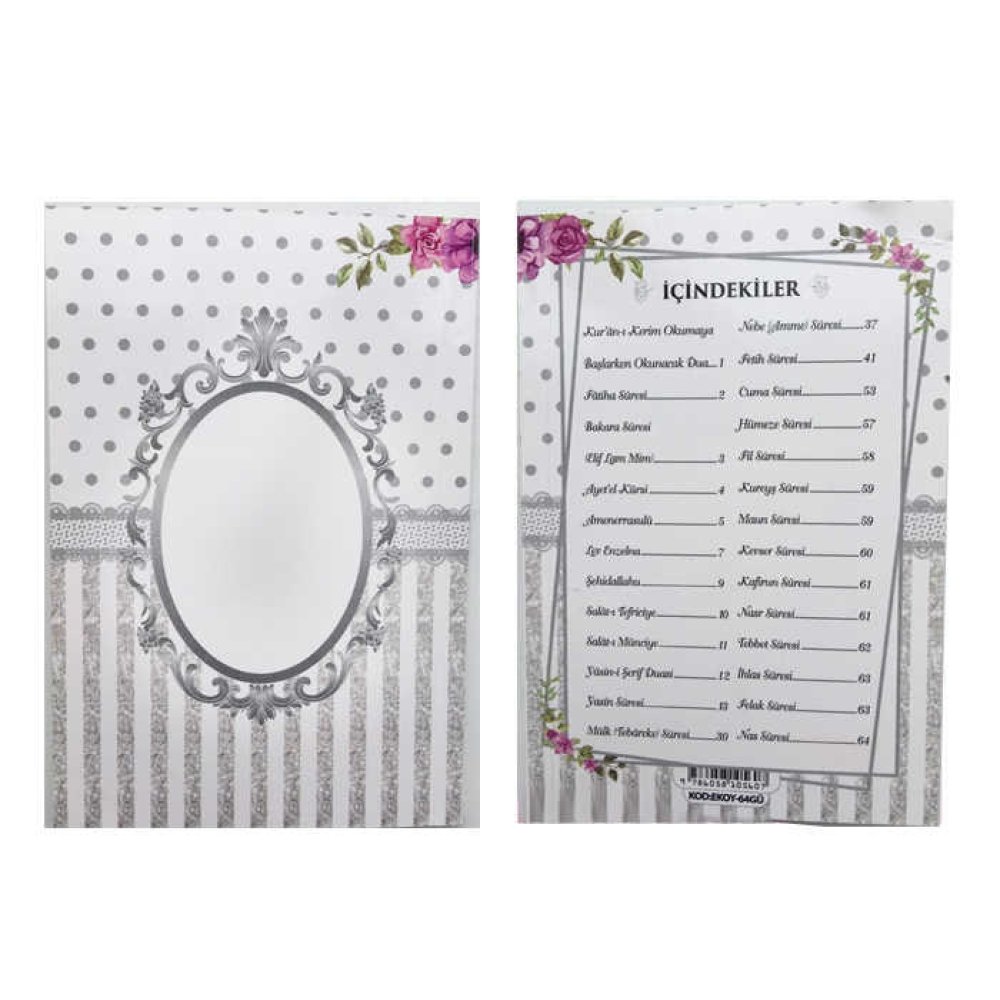 YASİN KİTAP DESENLİ ORTASI BOŞ10x15CM GÜMÜŞ P25-400