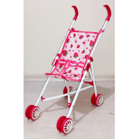 Çilek Desenli Oyuncak Metal Puset Baston Bebek Arabası Kırmızı-beyaz Desenli