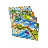 4 Adet Çocuk Eğitici Yapboz Çocuk Puzzle - 30 Parça Renkli Hayvanlar Alemi