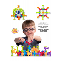 Vakum Molekül 25 Parça Yapı Taşları Fidget Duyusal Eğitici Oyuncak Squigz Lego
