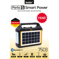 Porto5 Güneş Enerjili Aydınlatma Ve Acil Durum Sistemi - Powerbank - Fm - Bluetooth Hop. - 7.5 Amper