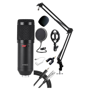 Black Set Mikrofon Stand Filtre Ses Kartı Bm800 Full