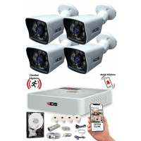 4 Kameralı Güvenlik Kamerası Seti - Cepten Izleme - Fullhd - Gece Görüşlü - Su Geçirmez -a1546
