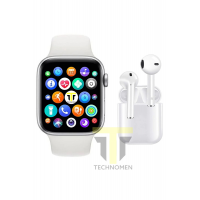 Akıllı Saat Plus +  Kablosuz Kulaklık Ikili Beyaz Set Ios Android Smartwatch