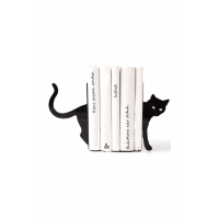 Kara Kedi Figürlü Dekoratif Metal Kitap Tutucu, Kitap Desteği