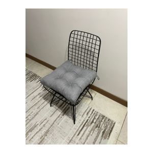 Eco Gri Sandalye Minderi Özel Düğme Dikişili Bağcıklı 40x40cm