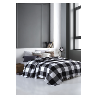 Scotch Siyah-Beyaz Çift Kişilik Pike 200 x 220 cm Koltuk Yatak Kanepe Örtüsü Pamuklu Dokuma