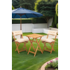 Sırt Ve Oturak Minderli Balkon Bahçe Mutfak 3'lü Bistro Set Katlanır Masa-sandalye 50x50 Masalı