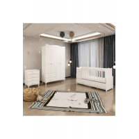 Melina Yıldız Beyaz 4 Kapaklı Bebek Odası Takımı - Beyaz