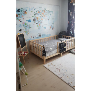 Unisex Montessori Bebek Ve Çocuk Karyolası Doğal Ahşap Yatak