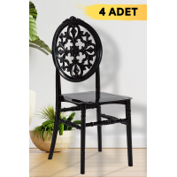 4 Adet Venüs Sandalye Mat Siyah - Mutfak / Balkon / Bahçe Sandalyesi