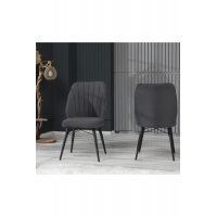 Cafe Salon Mutfak Sandalyeleri Defne Antrasit Siyah Ayaklı
