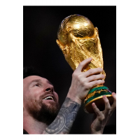30 Cm Boy Dünya Kupası Gold Kaplama Gerçek Boyut Messi Qatar Futbol (PRENİUM ÜRÜN)