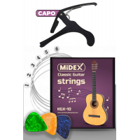 Midex Kgx-10c Klasik Gitar Teli Takımı Pena Ve Kapo (capo) Seti