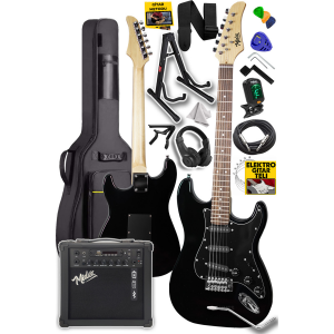 Rph-30bk-25amp Black Elektro Gitar Seti 25 Watt Bluetooth Şarjlı amfi Kulaklık Full Set