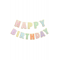 Pastel Renkli Happy Birthday Banner