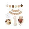 1 Yaş Retro Doğum Günü Seti; Krem Rakam Folyo, Banner, Kalp Folyo ve Lateks Balon