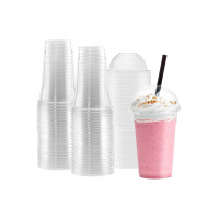 550cc Pet Plastik Limonata Milkshake Bardağı 10 adet Kapaklı