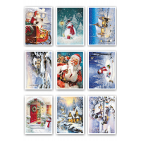9lu Simli Yılbaşı Kartpostal Seti Yeniyıl 9 Lu Kardan Adam Noel Baba Nostalji