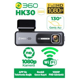 360 Hk30 Wifi 1080p Fhd 130° Geniş Açı Gece Görüşlü Akıllı Araç içi Kamera