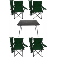Granit Katlanır Masa ve 4 Adet Kamp Sandalyesi Yeşil