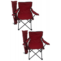 2'li Kamp Sandalyesi Piknik Sandalyesi Katlanır Sandalye Taşıma Çantalı Kamp Sandalye Kırmızı