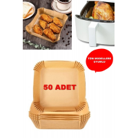 Airfryer Pişirme Kağıdı 50 Adet Hava Fritözü Kare Model Pişirme Kağıdı Airfryer Yağsız Firitöz