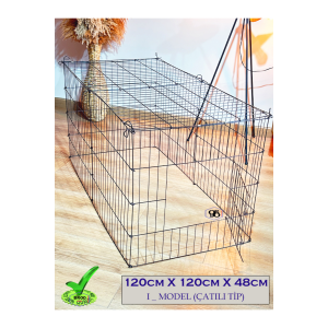 Köpek Kedi Çiti Kafesi 120cmx60cmx48cm I Tip Oyun Eğitim Alanı 8 Parça Panel Çit Siyah