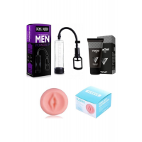 Hızlıexpress Penis Pompa Seti - Penis Pompası + Vajina Başlık + Penis Kremi