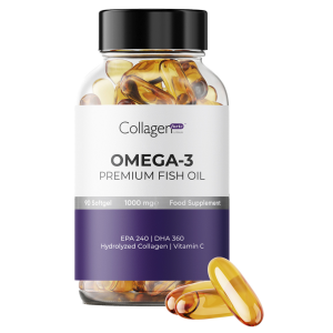 Omega-3 Premium Fish Oil, Balık Yağı, Hidrolize Kolajen & Vitamin C, 1000 mg x 90 Softgel