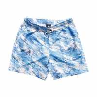 Digital Printed Men's Marine Shorts Blue White