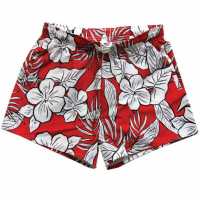 Women's Beach Shorts White Red